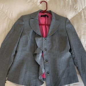 Anne Klein Blazer Suit, Gray with Ruffles